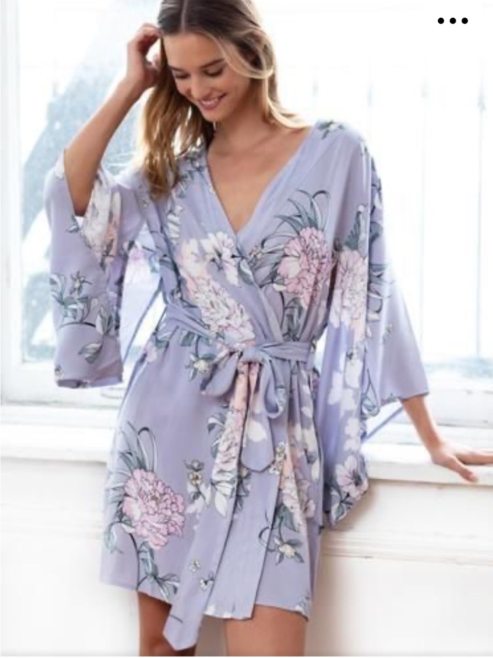 Yumi Kim Lavender Floral Wrap Robe with Belt
